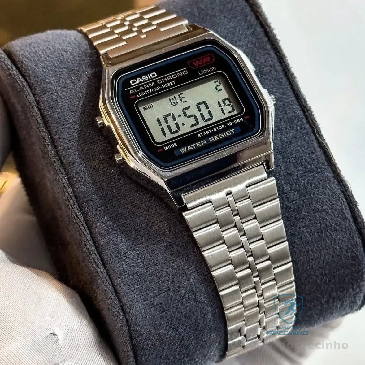 Relógio De Pulso Casio Vintage Unissex Prata A159 Original Prateado Preto/cinza