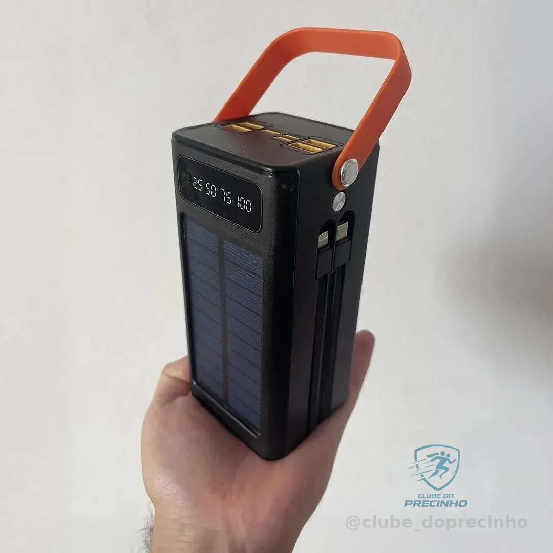 Carregador Portátil Power Bank Solar Turbo 50.000mah Rápido Preto