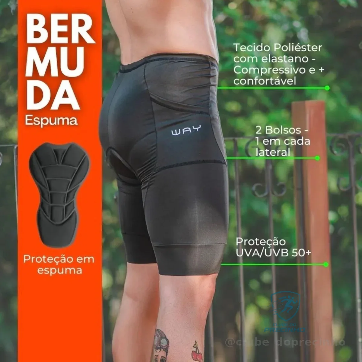 Short Ciclismo Masculino Bermuda Espuma Com Bolso Bike Pedal