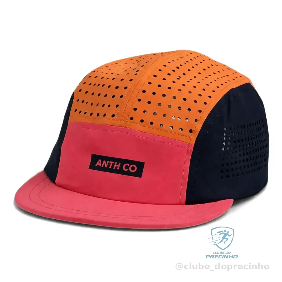 Boné Five Panel Cut Esportivo Impermeável Corrida Unissex Laranja/marinho/rosa Un