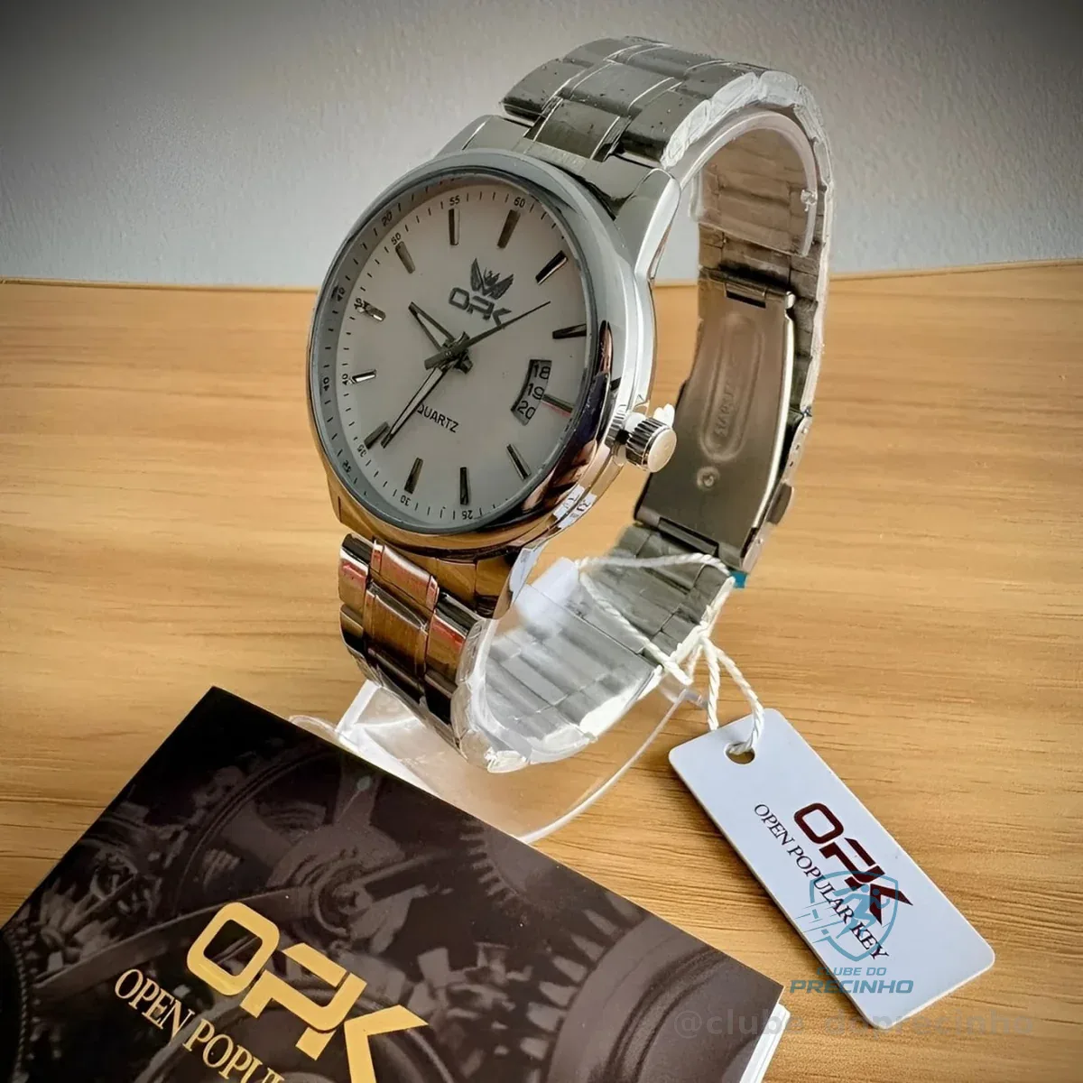 Opk Relógio Masculino Original Prata À Prova D'água 6010