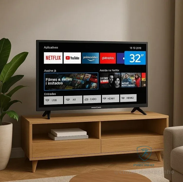 Smart TV 32" HD Britânia B32CRA Roku TV LED Wi-fi HDMI USB