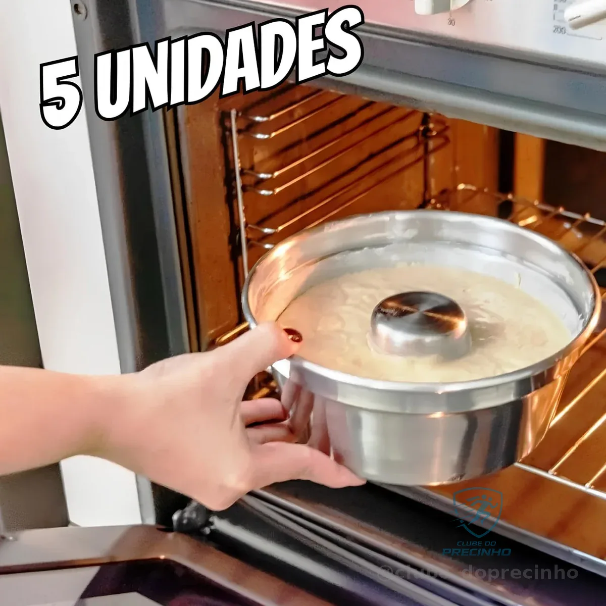 Kit 5 Unds. Assadeira Alumínio Bolo Pudim Redonda Tubo N 14 Prateado