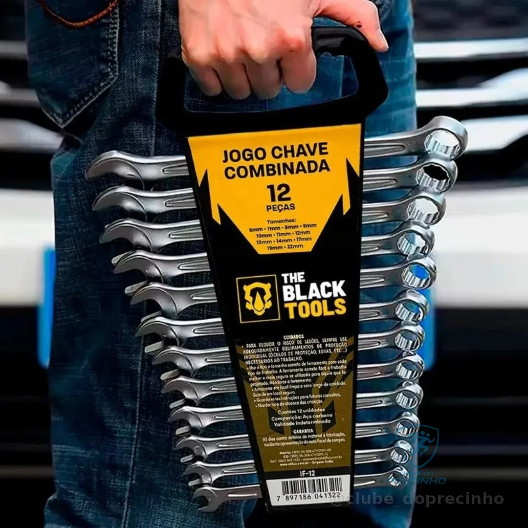 Jogo De Chave Boca E Estrela Combinada 12 Pçs Aço 6 22 Mm Cromada If-12 The Black Tools