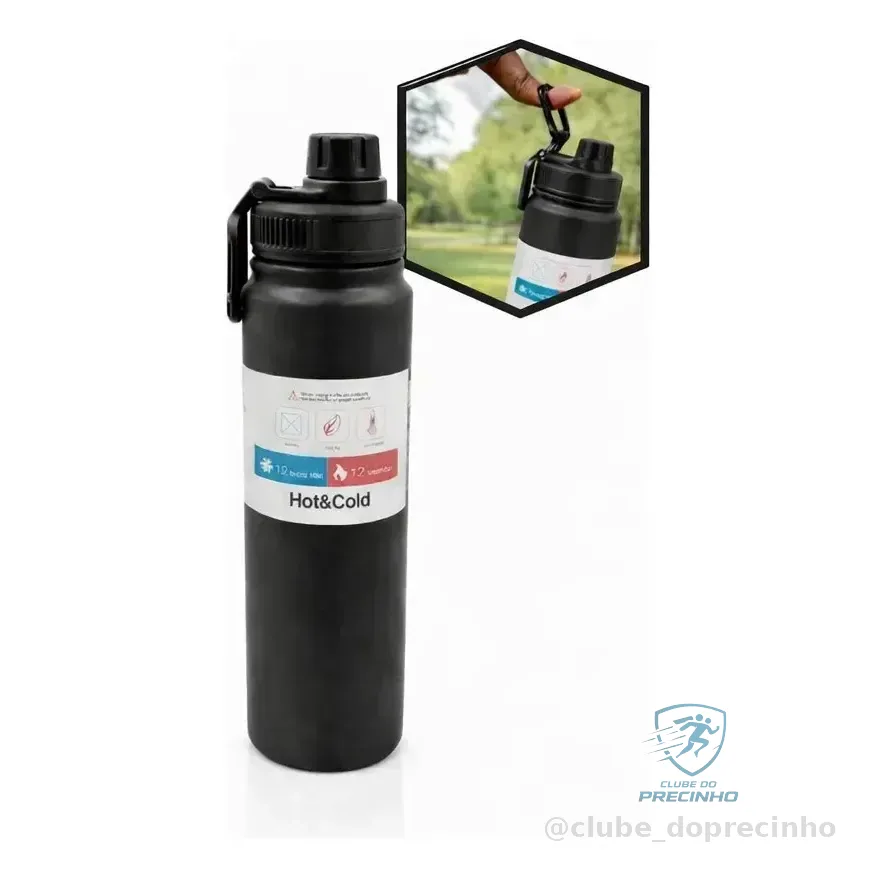 Garrafa De Água De Dupla Camada Térmica Aço Inox 800ml