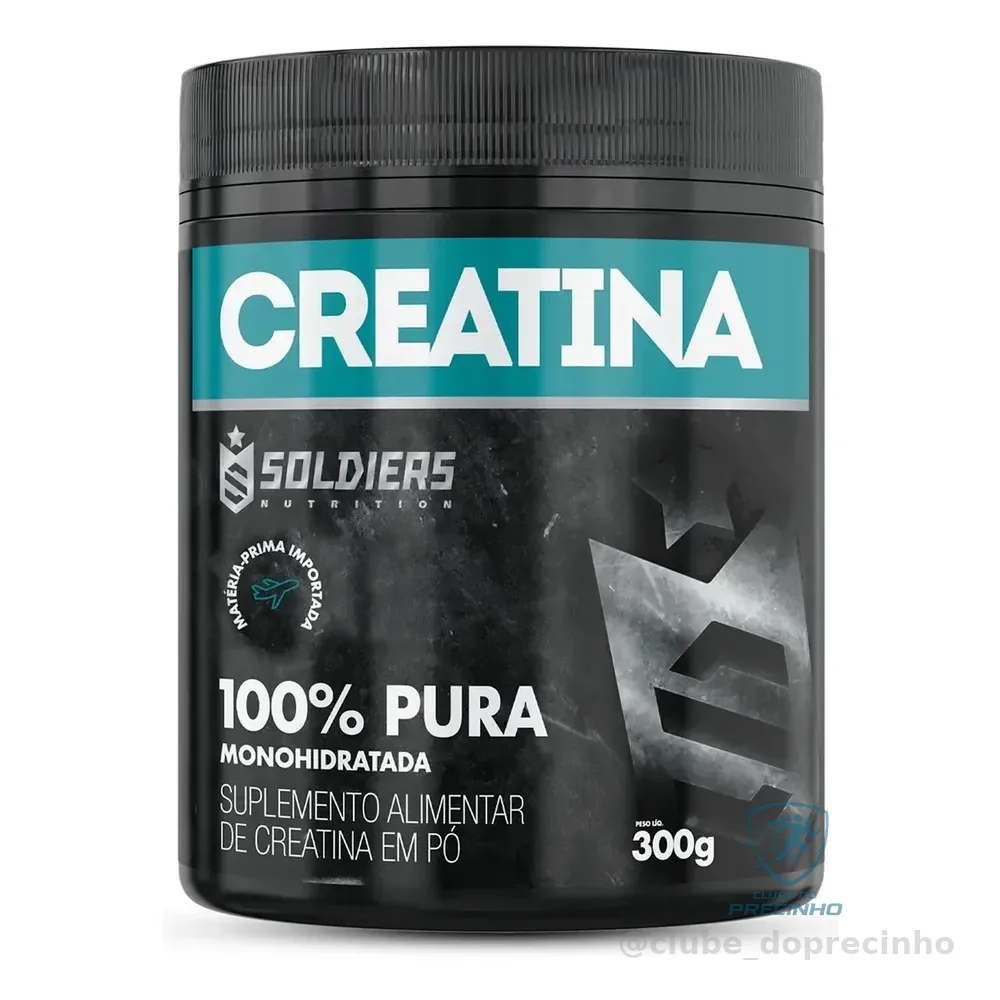 Creatina Monohidratada Pote 300g Soldiers Nutrition 100% Pura Importada Performance Músculo Treino Sem Sabor