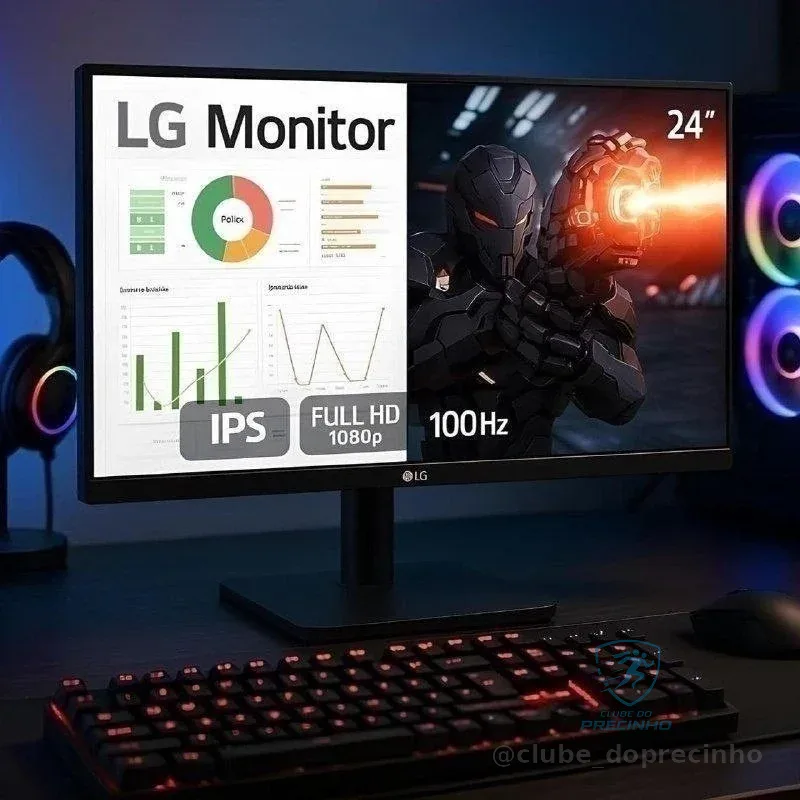 Monitor LG Gamer 24  24ms500-b Ips Fhd 100hz Anti-reflexo Pr Preto Bivolt
