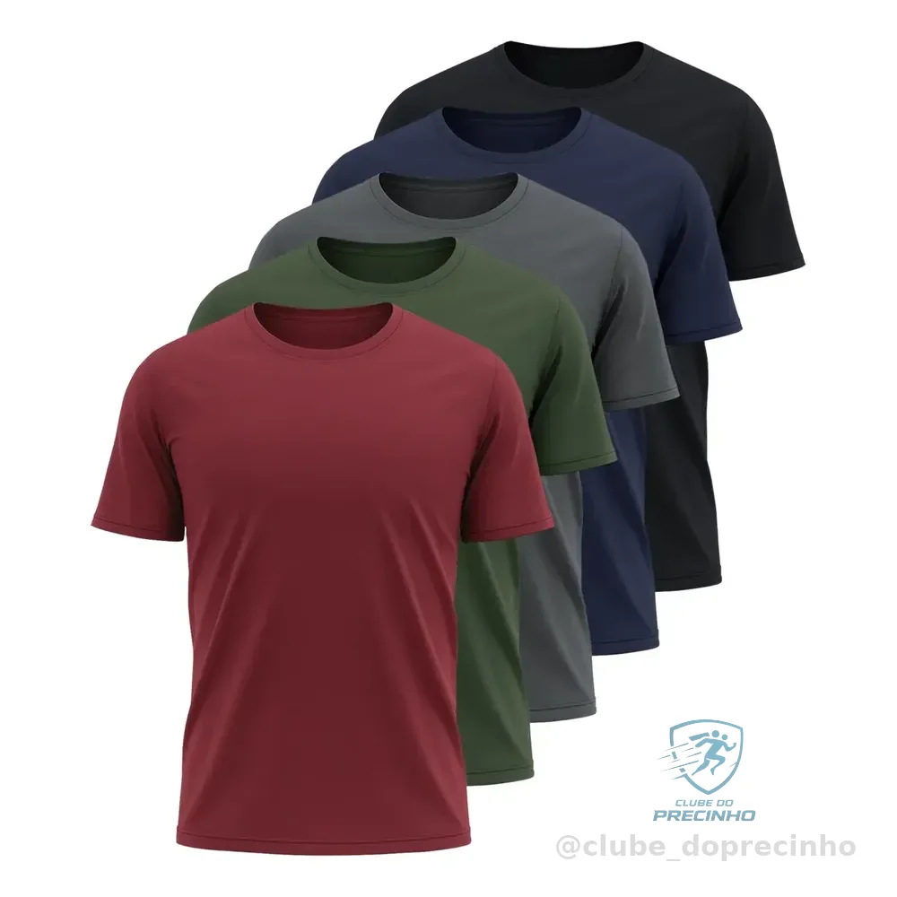 Kit 5 Camisetas Básicas Masculina Dry Fit Lisa Tradicional  Variado 2 Gg