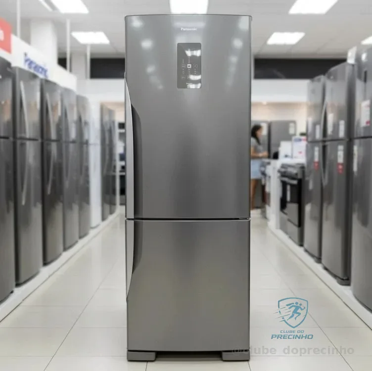 Refrigerador Bottom Freezer Panasonic Inverter de 02 Portas Frost Free com 475 Litros Aço Escovado - NR-BB64PV2X