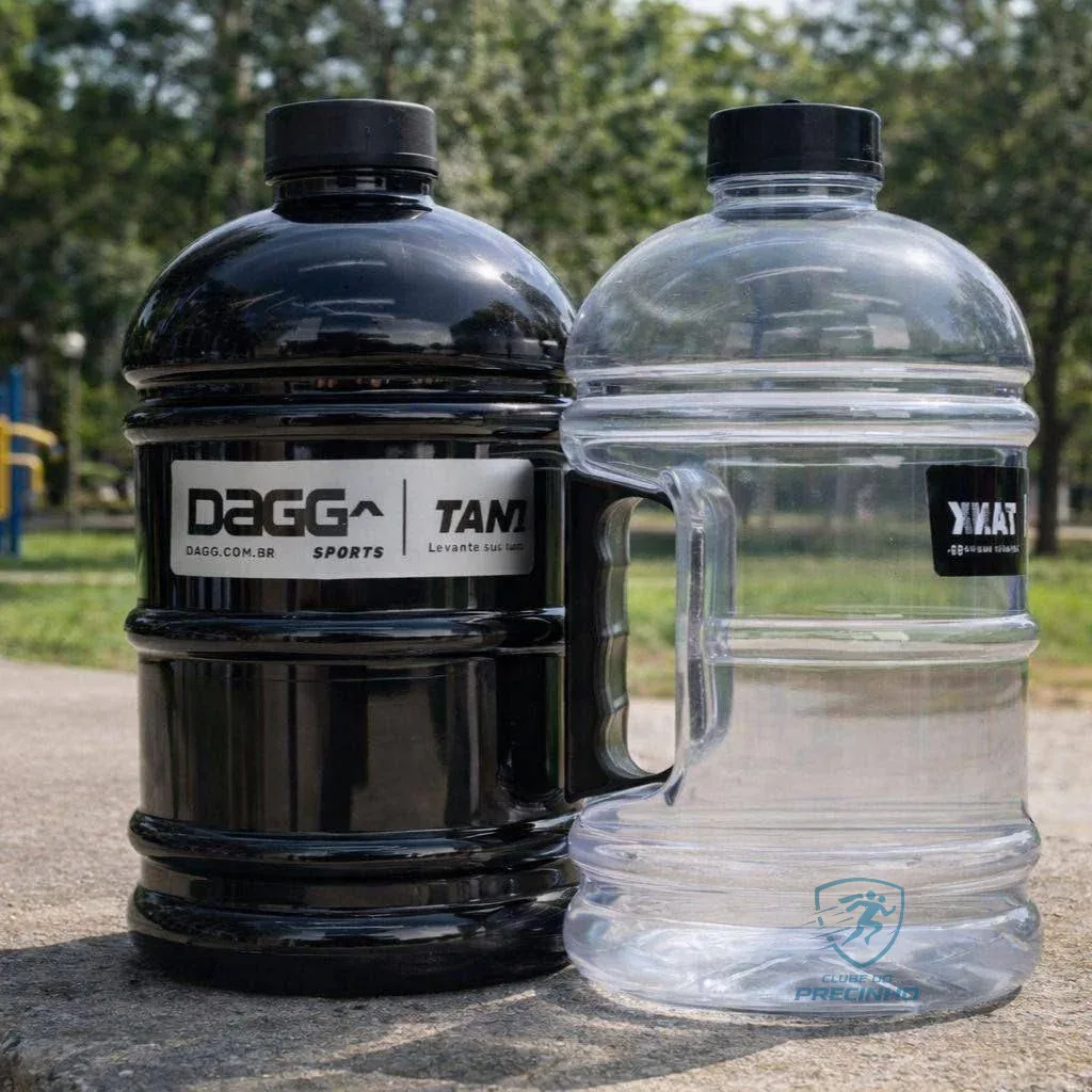 Kit 2 Garrafas Galão De Água Dagg Tank 2l Academia Treino Preto/cristal