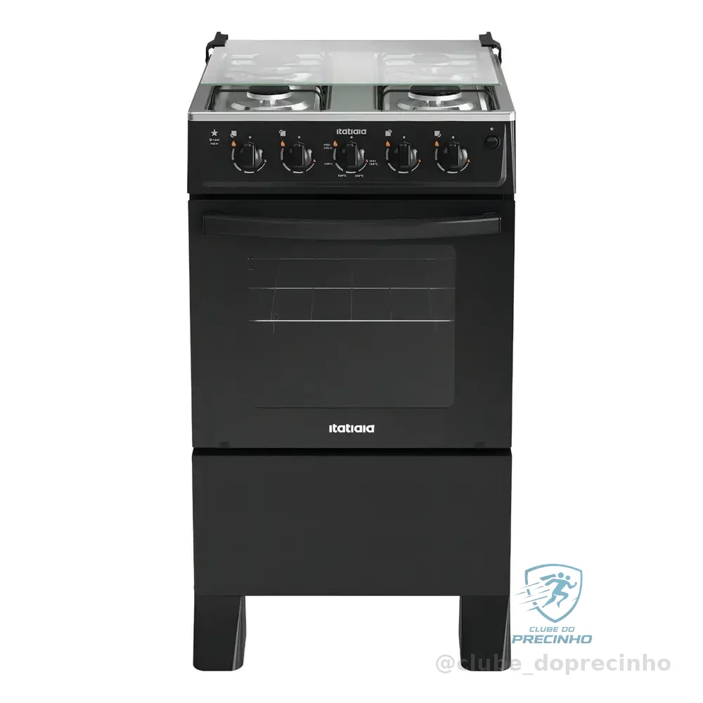Fogão Itatiaia Star New 4 Bocas Mesa Inox Forno 48l-bivolt Preto 127/220v