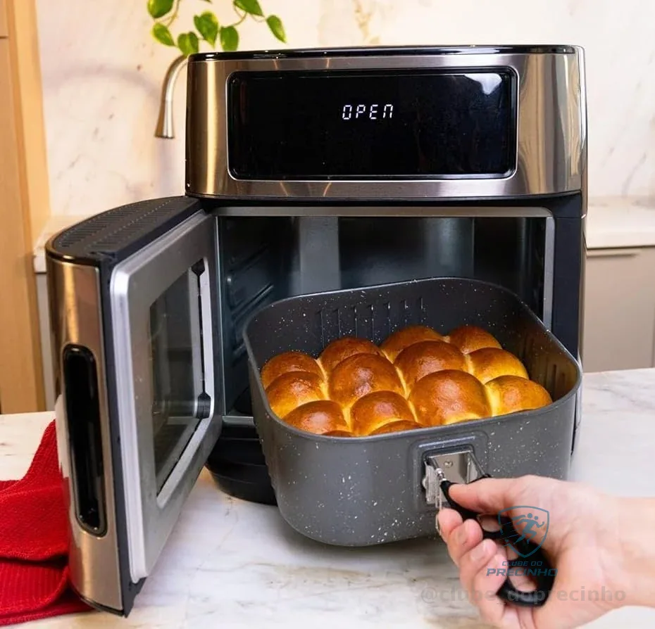 Fritadeira Elétrica Wap Air Fryer Oven Digital Black Inox 12 Litros Com Revestimento Antiaderente Preto 220v