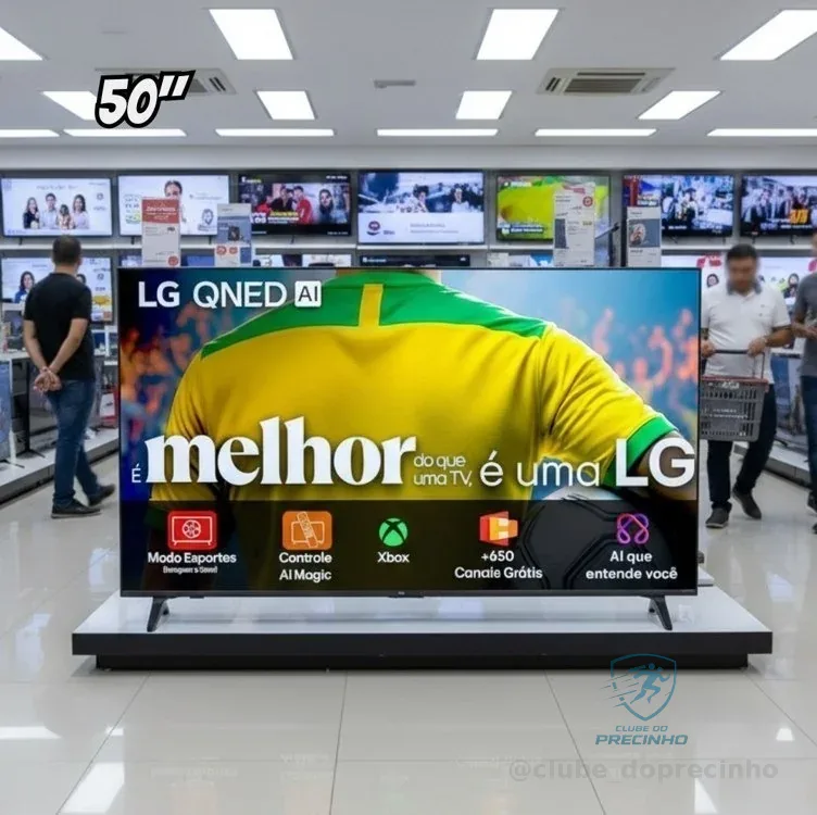 Smart TV 4K 55" LG QNED73 Portal de Games Processador AI α7 Gen8 4K Super Upscaling Google Cast Integrado Controle AI Magic WebOS 25 Modo Esportes Alerta de Esportes