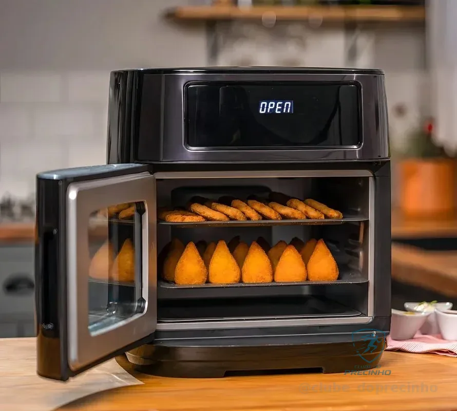 Fritadeira Elétrica Air Fryer Oven Black Inox Wap Waod2 12 Litros 4 Em 1 Porta Com Abertura Lateral E Removível 1800w Preto 127v