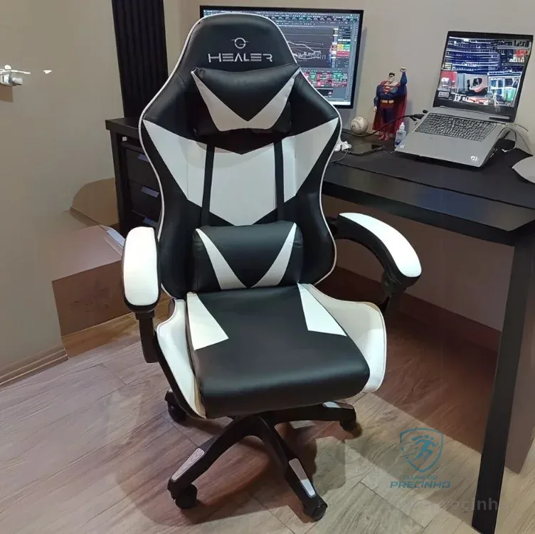Cadeira Gamer Lancer Preta E Branca Healer Preto/branco Couro Sintético