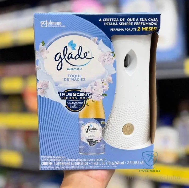 Glade Aromatizador de Ambiente Automático, Toque de Maciez, Kit Aparelho e Refil 260ml