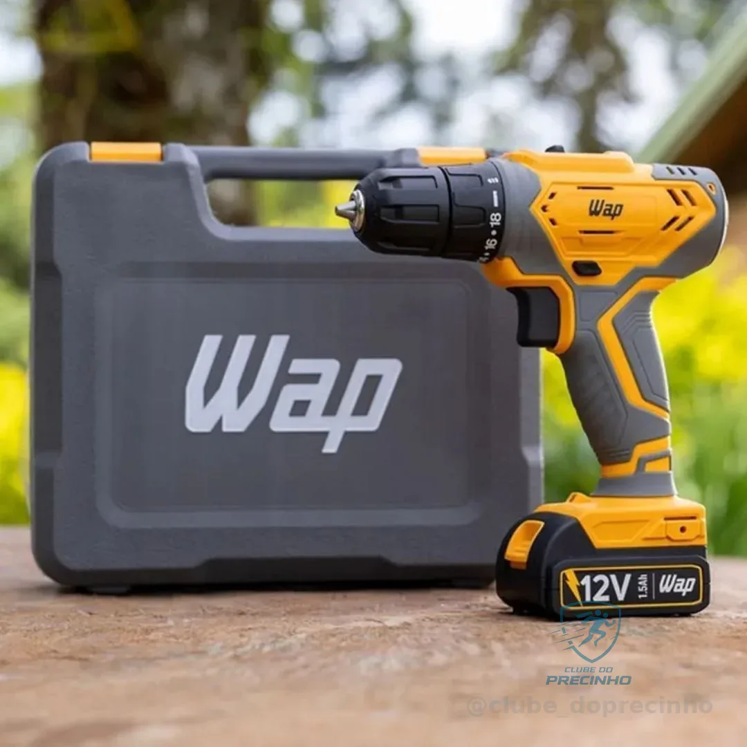 Parafusadeira E Furadeira A Bateria Li-ion Wap Wf 12k3.2 Carregador Com Maleta E Kit De 11 Acessórios Amarelo 127/220v 60hz
