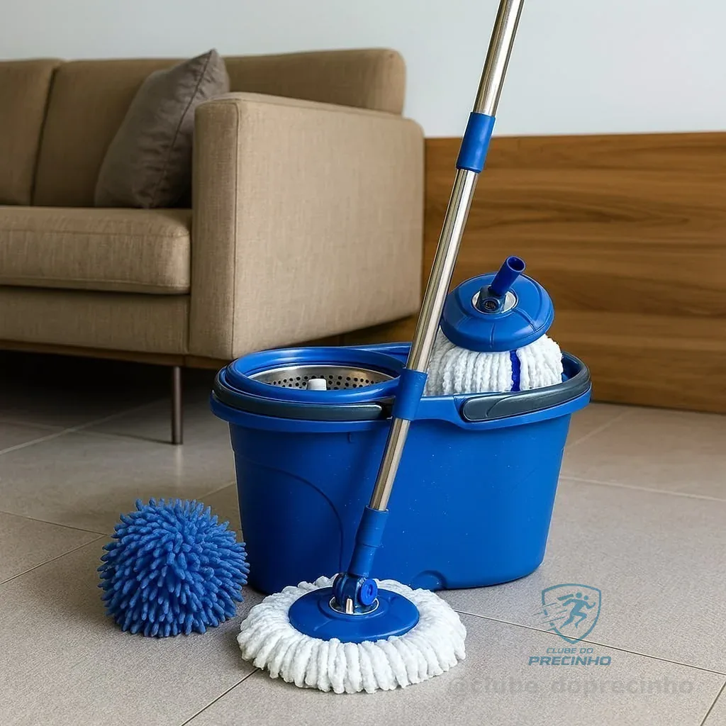 Mop Perfect Pro 360 Giratório Balde Inox 16l Microfibra Azul
