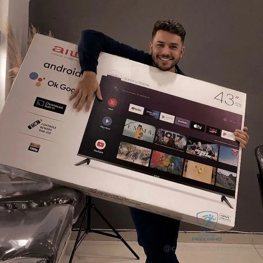 Smart TV AIWA 43” Android Full HD Borda Ultrafina HDR10 Dolby Áudio AWS-TV-43-BL-02-A