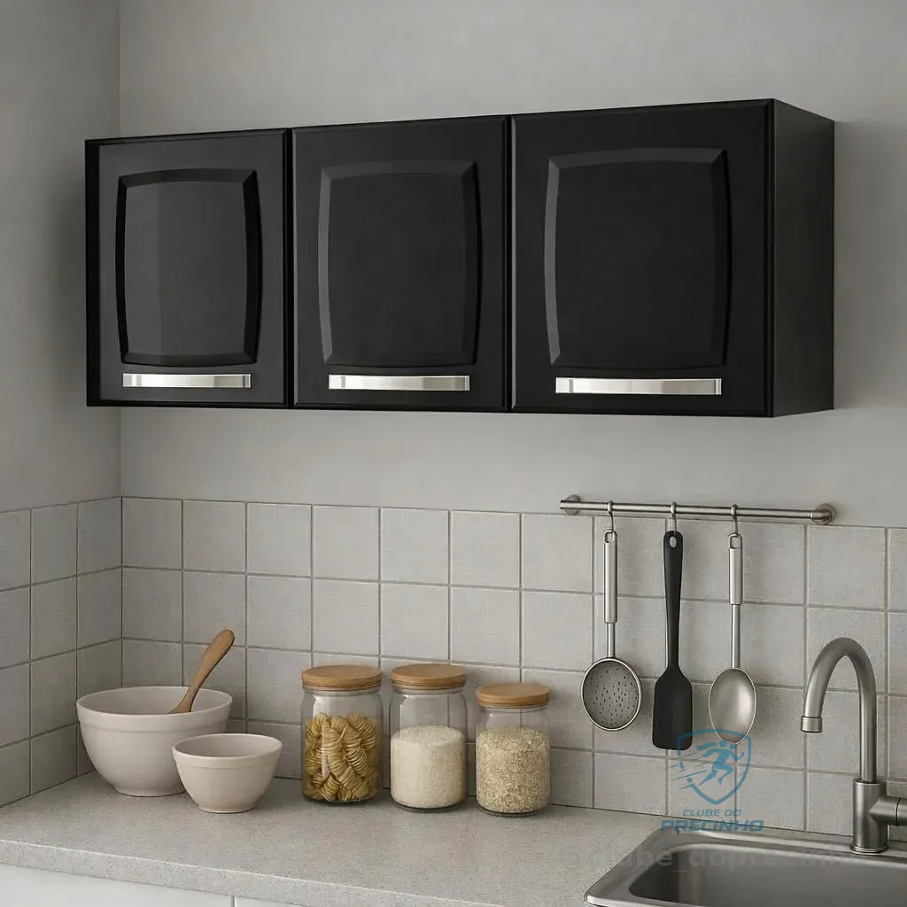 Armário Para Cozinha 3 Portas Rose Itatiaia Af Preto/branco