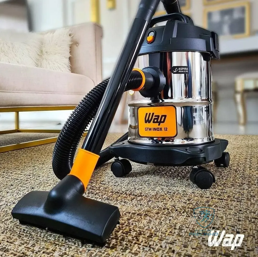Aspirador De Pó E Água Wap Gtw Inox 12 1400w Com Bocal De Sopro Aço Inoxidável/preto/amarelo 127v