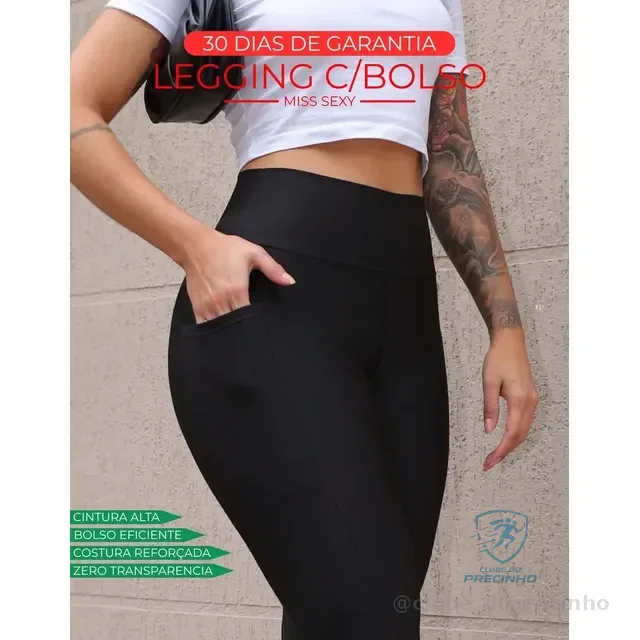 Legging Com Bolso Para Academia E Corrida Zero Transparência