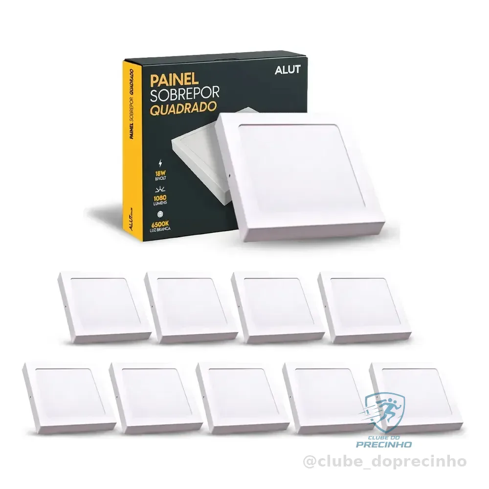 Kit 10 Painel Plafon Sobrepor Led 18w Quadrado 6500k Branco Frio - Cod: 399181377 Easy By Avant 127/220v