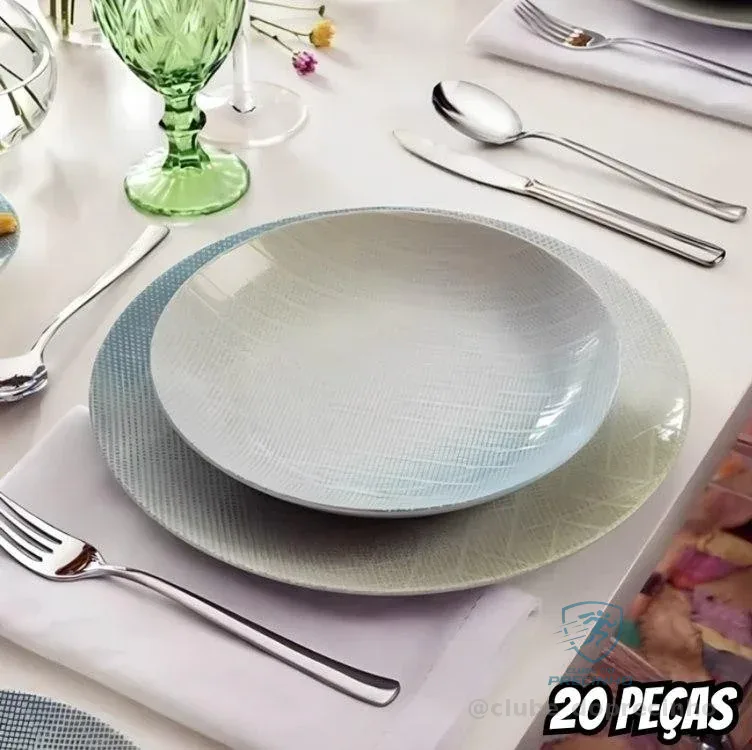 Aparelho De Jantar Polaris 20 Peças Decorada Tramontina Branco Liso