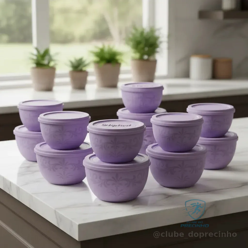 Conjunto 10 Potes Bowl Personalizado 1l Oliplast Lilás