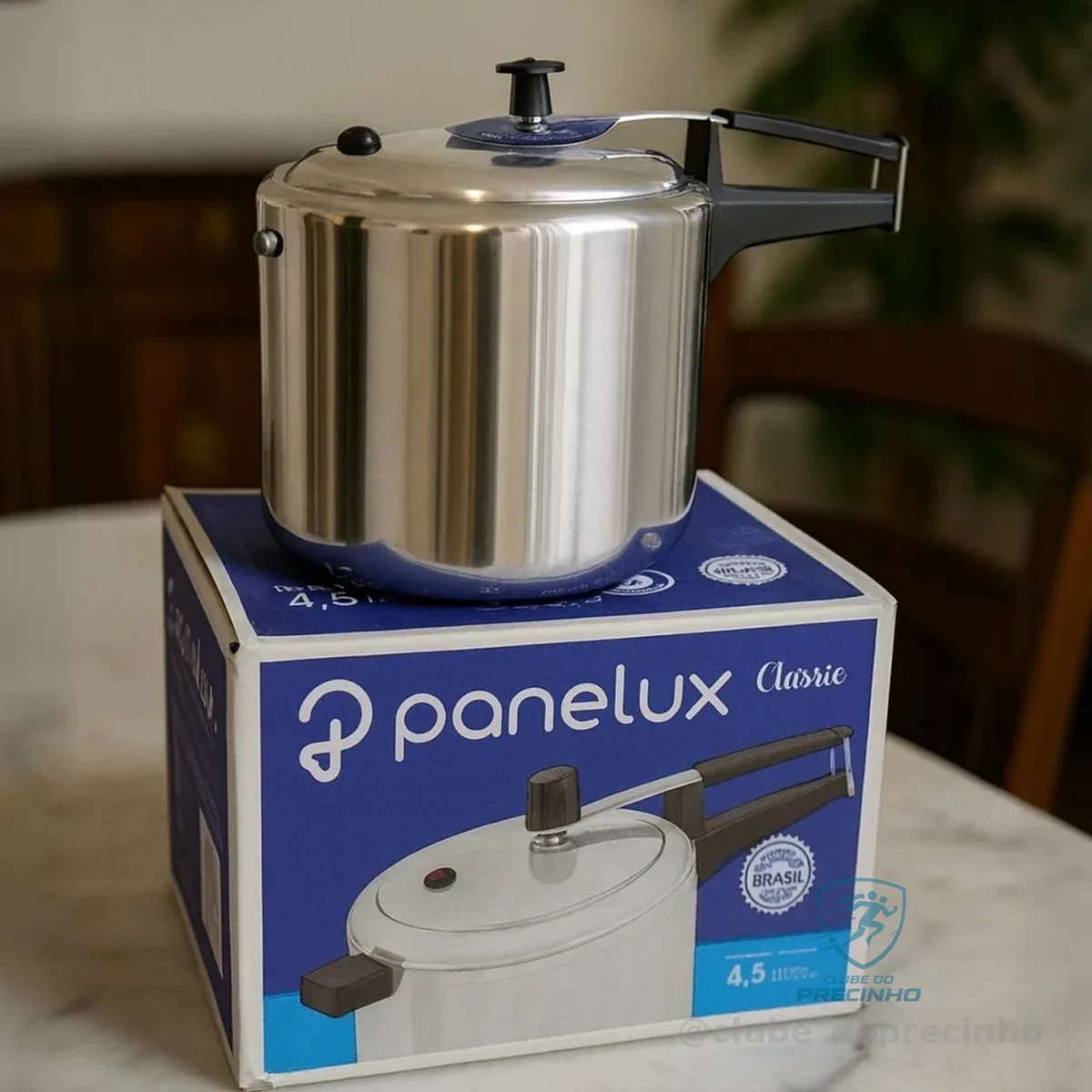 Panela De Pressão 4,5 Litros Alumínio Polido Panelux Classic Cor Cinza