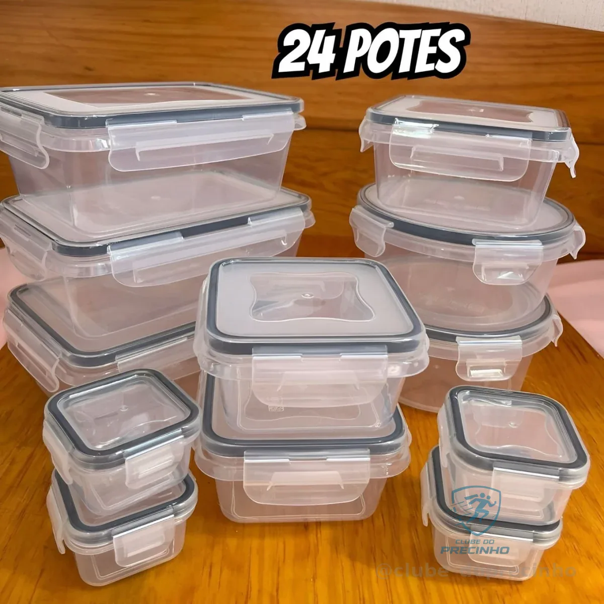 Conjunto 24 Potes Herméticos Croix Empilhavel Tampa E Trava! Cor Transparente