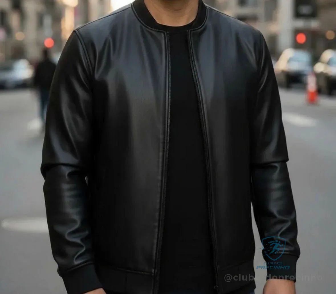 Jaqueta Bomber Courino Masculina Com Zíper E Bolso