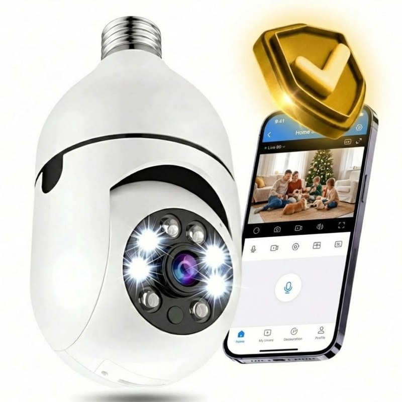 Câmera Lâmpada WiFi 360° Full HD 1080p Premium Bivolt