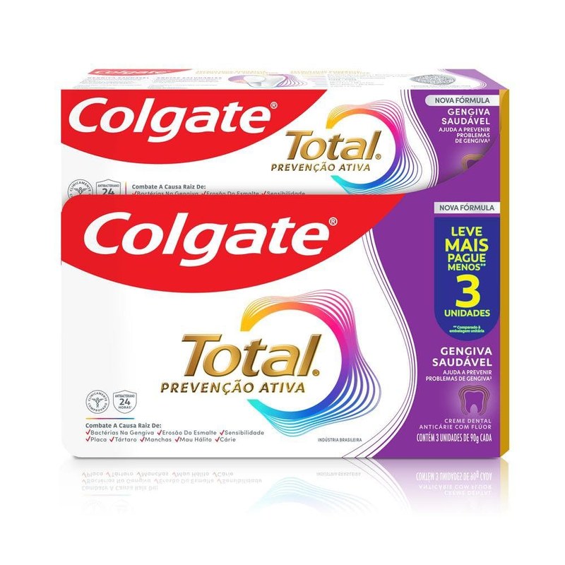 Colgate Creme Dental Total Gengiva Reforçada 3 Unid 90g