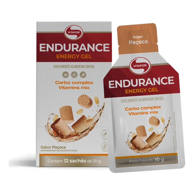 Endurance Energy Gel - 12 Sachês 30g Paçoca - Vitafor