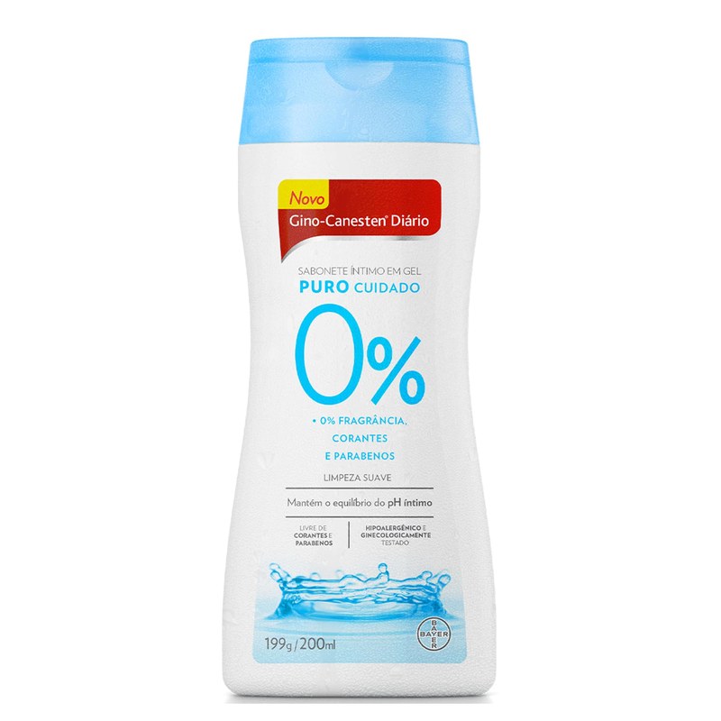 GINO-CANESTEN Sabonete Intimo Em Gel, Limpeza Suave e Hipoalergênico, Puro Cuidado, 200ml