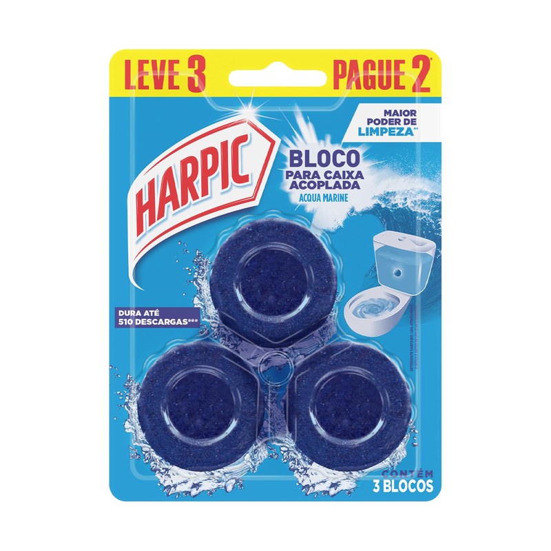 Harpic Limpador e Aromatizador Sanitário para Caixa Acoplada Marine 3 unidades