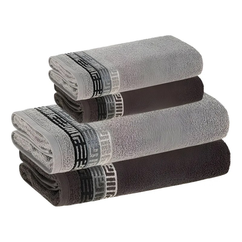 Jogo De Toalhas 4 Pçs Fio Cardado 100% Algodão Bosco Karsten Cinza Bosco