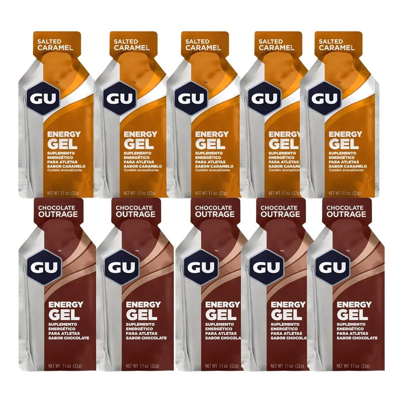 Kit 10 Gel De Carboidrato Isotônico Gu Energy Gel - Sabores Sabor 5 Chocolate E 5 Caramelo