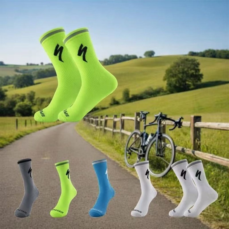 KIT Meias De Ciclismo De Tubo Longo Para mountain bike/Corrida/Uso Ao Ar Livre