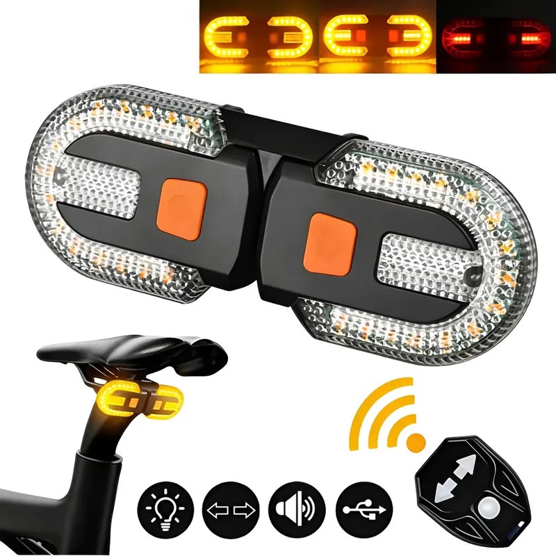 Lanterna Seta Para Bicicleta Controle 38 Leds Sem Fio Preto