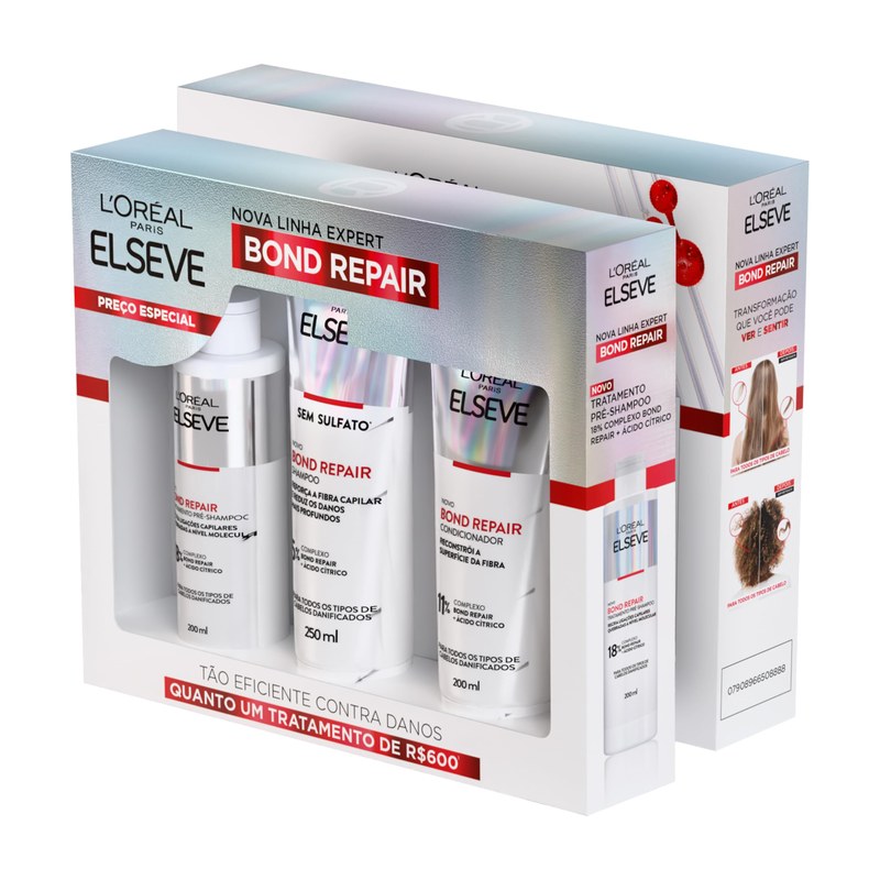L'Oréal Paris Elseve Bond Repair Kit Tratamento Completo (Pré-Shampoo + Shampoo + Condicionador)