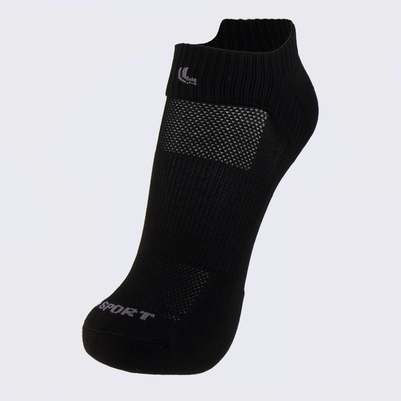 Meia Lupo Cano Baixo Dry Fit Running Logo Preta - FutFanatics