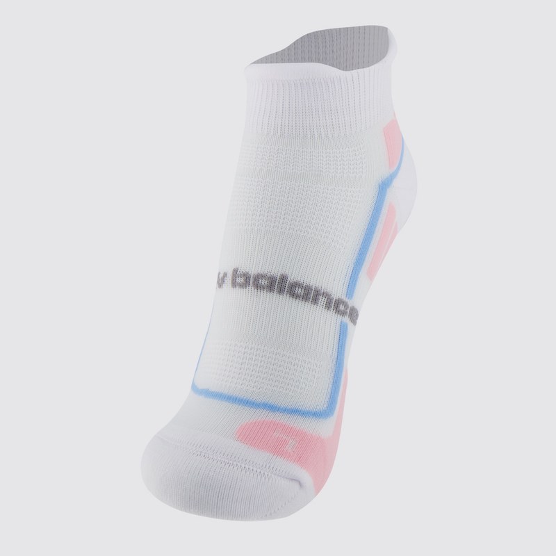 Meia New Balance Cano Invisível Performance Feminina Branca e Rosa - FutFanatics