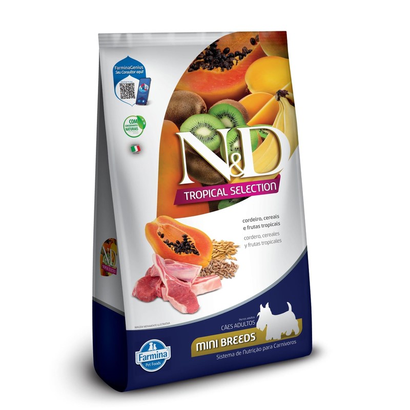N&D Tropical para Cães Adultos de Raças Mini e Pequenas Sabor Cordeiro, Cereais e Frutas Tropicais 2,5Kg