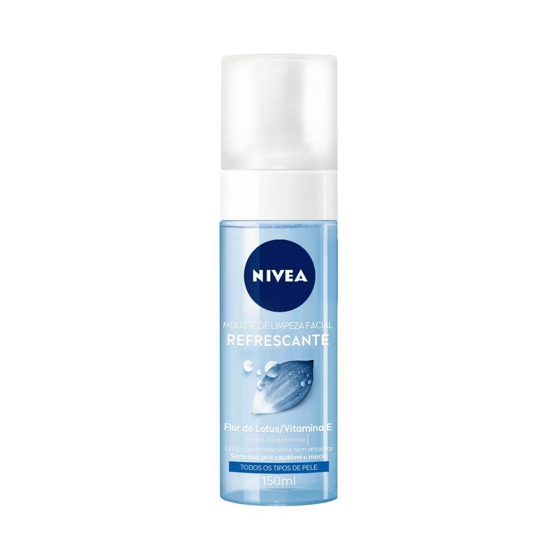 NIVEA Mousse de Limpeza Facial Refrescante 150ml, Limpa Profundamente, Remove Impurezas, Pele Macia, Uso Diário