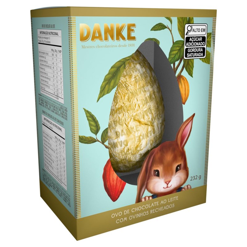 Ovo de Páscoa de Chocolate ao Leite com Ovinhos Recheados Danke Caixa 232g