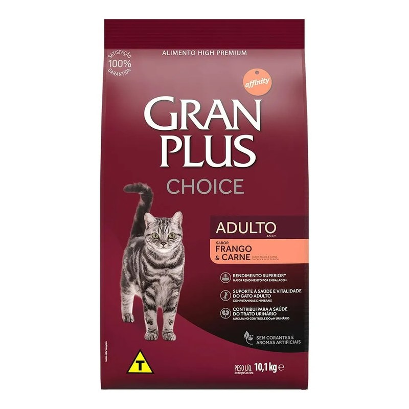Ração Gran Plus Choice Gatos Adulto Frango E Carne 10,1kg