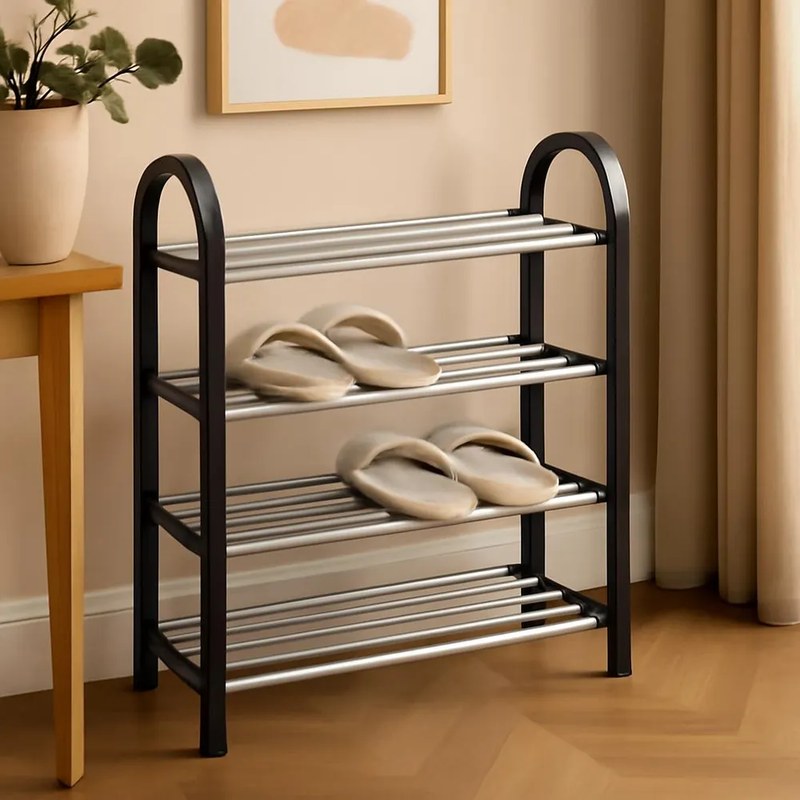 Sapateira Desmontável Gla Shop 4 Prateleiras Preto 8 Pares Plástico Metal