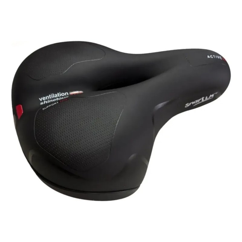 Selim 2 Molas Plus Confort Gel Macio Refletor Vazado Smartlm Comprimento 25 Cm Cor Preto Largura 20 Cm